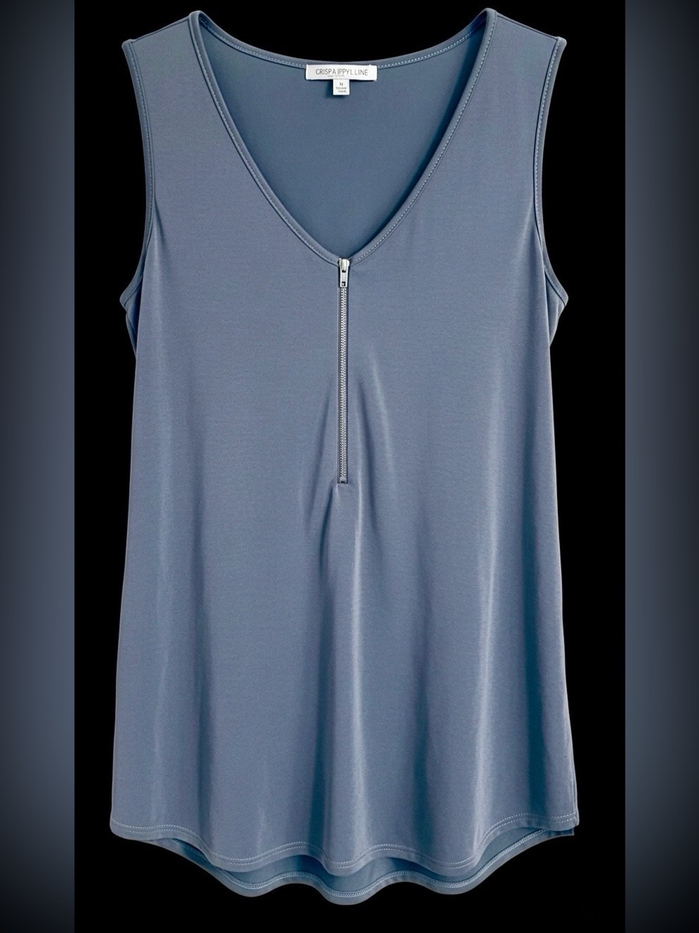Green Envelope Los Angeles Zip-Front Sleeveless Top – XL – Grey